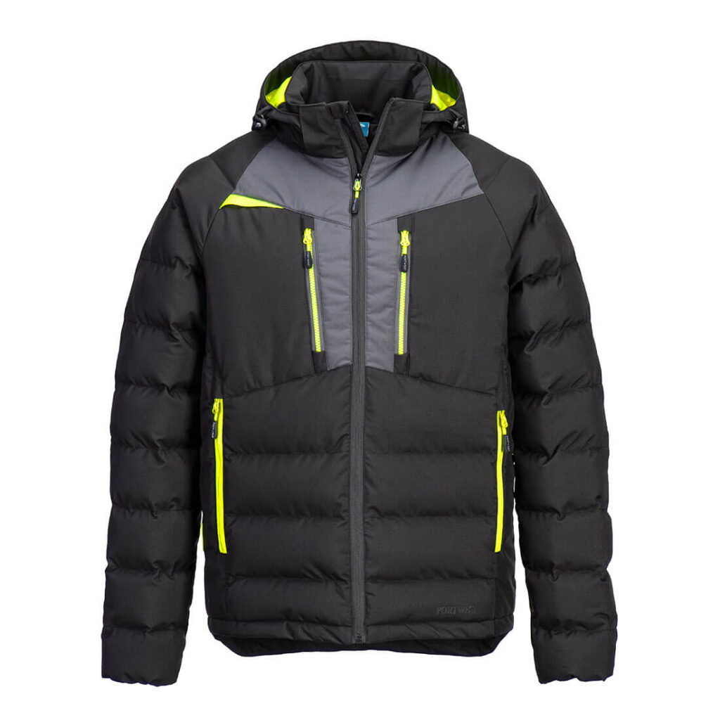 Portwest DX468 – DX4 Dolgulu Şişme Ceket Siyah Texpel™ Splash Eco kumaş ürün görseli