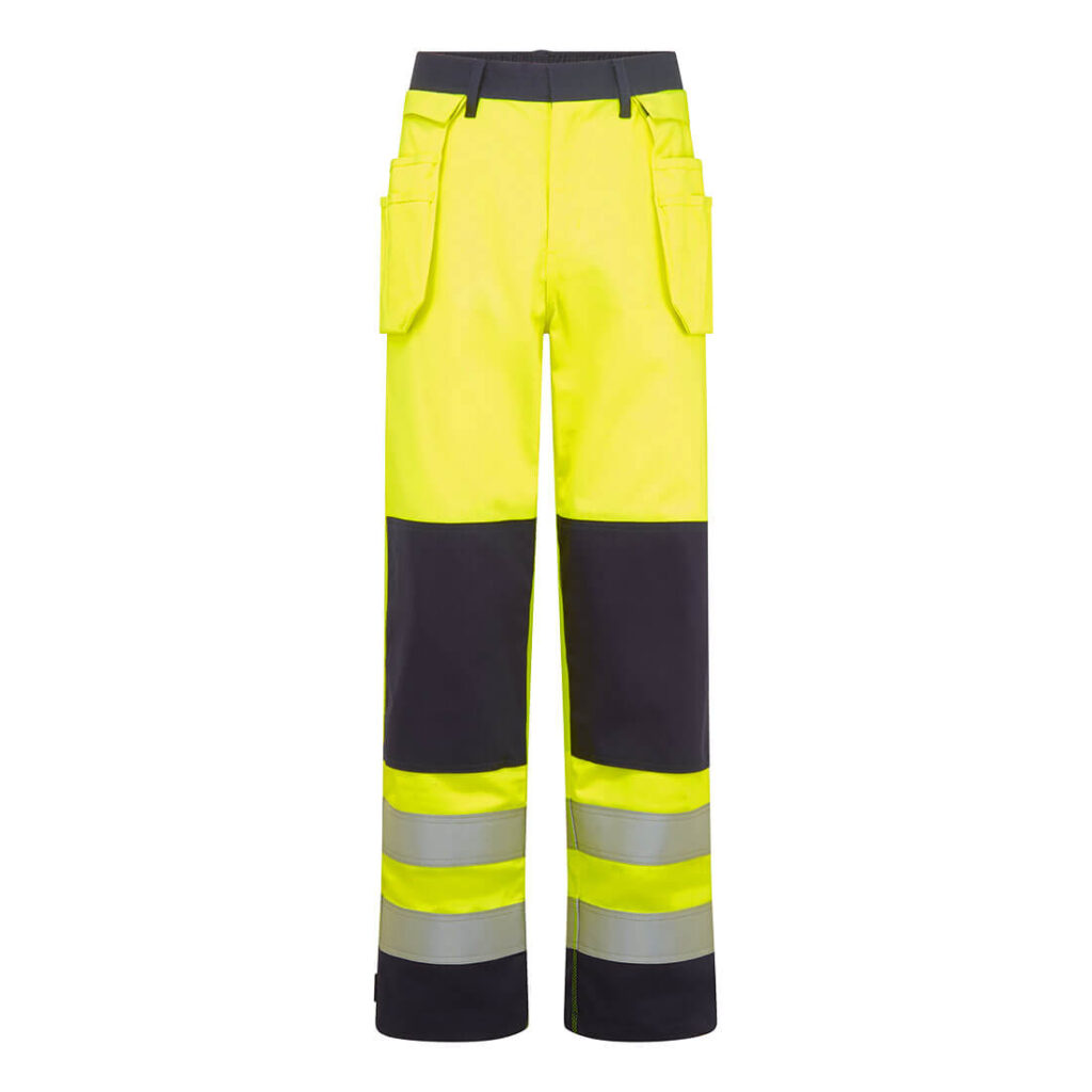 Portwest FR440 – Bizflame Work Hi-Vis Kontrast FR Alet Cepli EN ISO 11612 A1+A2, B1, C1, E3, F1 EN 1149 -5 IEC 61482-2 IEC 61482-1-1, ATPV 14 CAL/CM² Pantolon Sarı/Lacivert ürün görseli