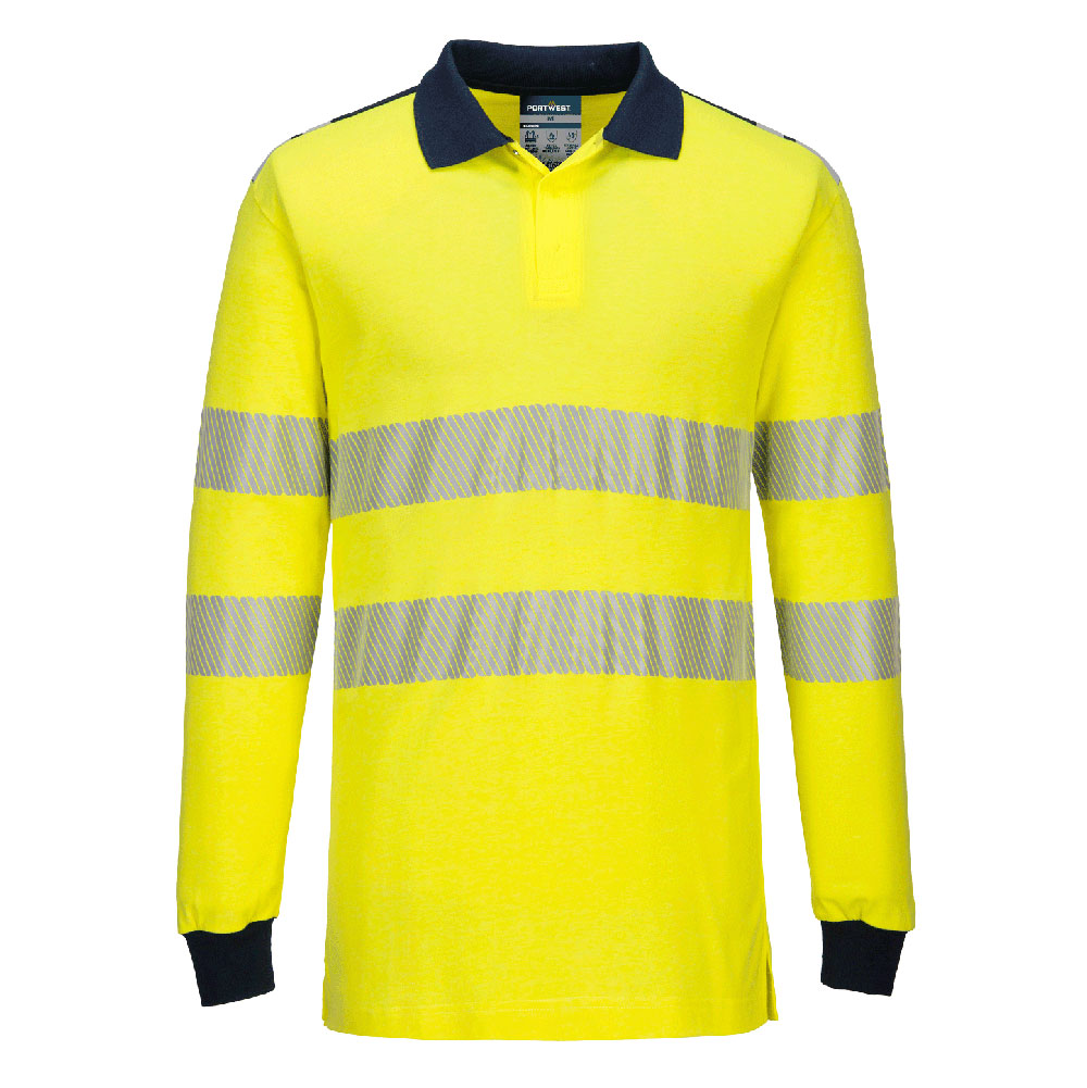 Portwest FR702 – PW3 FR Modaflame Hi-Vis Polo Yaka Tişört Sarı/Lacivert EN ISO 11612 A1, B1, C1, F1 EN 1149 -5 IEC 61482-2 IEC 61482-1-1, EBT 5.5 CAL/CM² ürün görseli