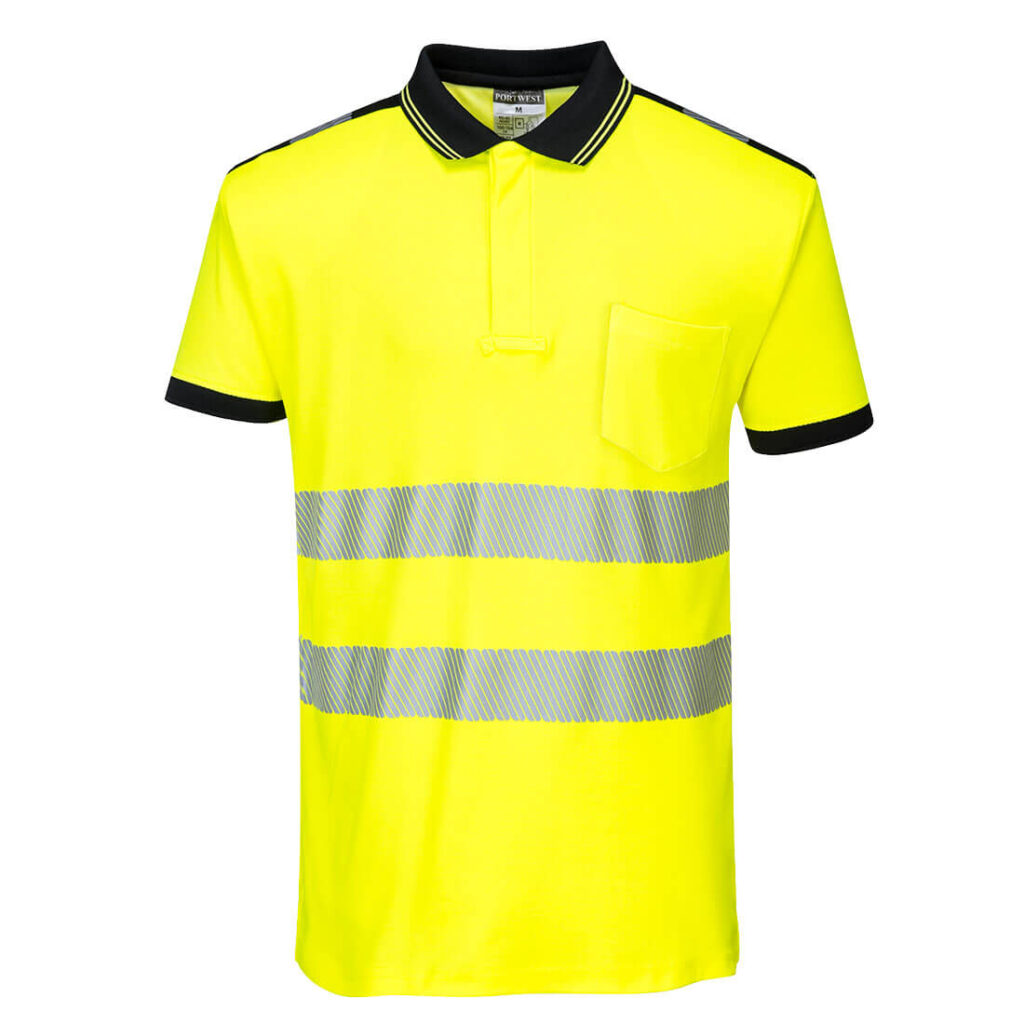 PortwestT180 – PW3 Hi-Vis Polo T-shirt S/S Sarı/Siyah ürün görseli